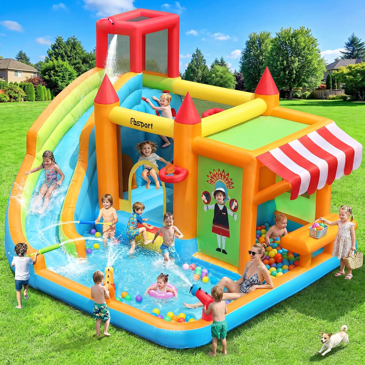 Kids Toys House - Opblaasbare springkussen waterglijbaan, springkussen voor kinderen