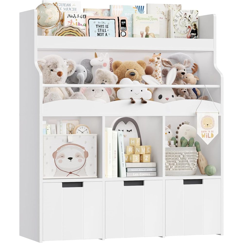 Kids Storage Toys - Opbergorganizer voor kinderspeelgoed met boekenplank, multifunctionele
