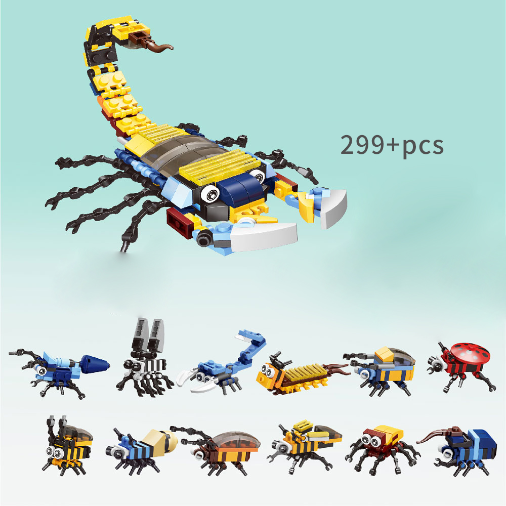 Kids Toys Elephant - 12-In-1 Dieren Bouwsteen Set Schorpioen Insecten
