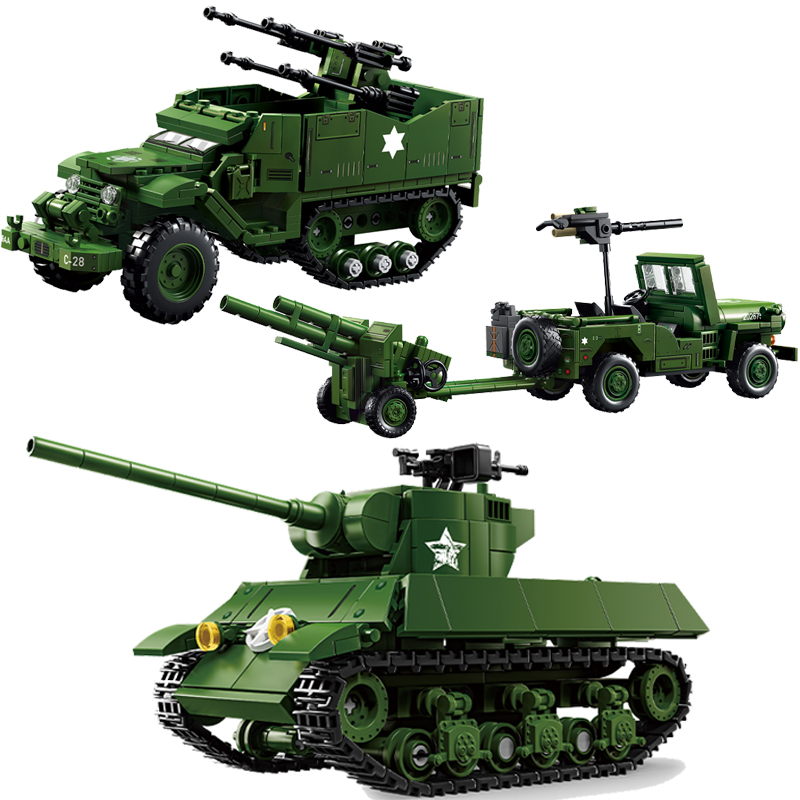 Kids Toys Jeep - US Military Tank Series Bouwstenen M16