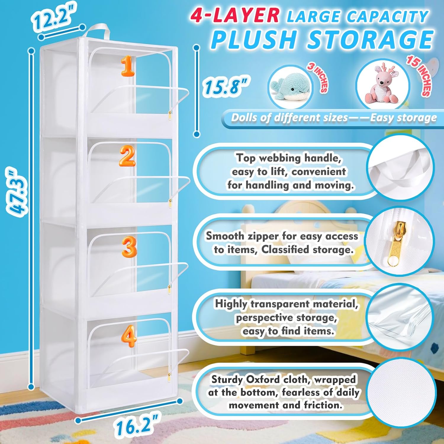 4-laags transparante rits-opbe - Kids Storage Toys recensie en prijs
