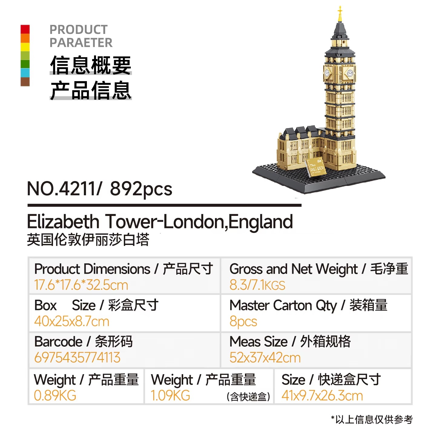 892pcs Elizabeth Tower-London  - Kids Toys London recensie en prijs